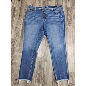 (3/$35) a.n.a Jegging Jeans Womens Plus 22W Blue High Rise Slim Fringe Hem